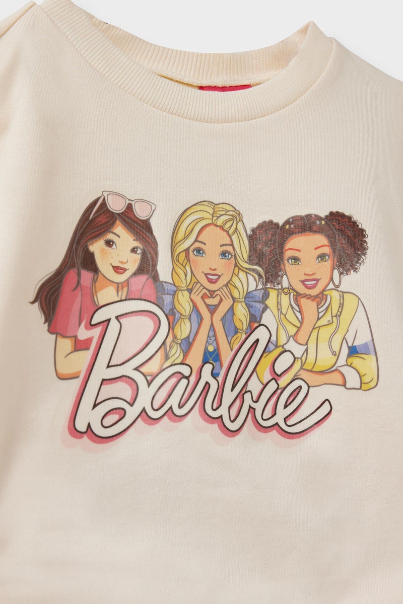 DeFacto Pink BabyGirl Baby Girl Barbie Sweatshirt Leggings 2 Piece Set Casual - Image 3
